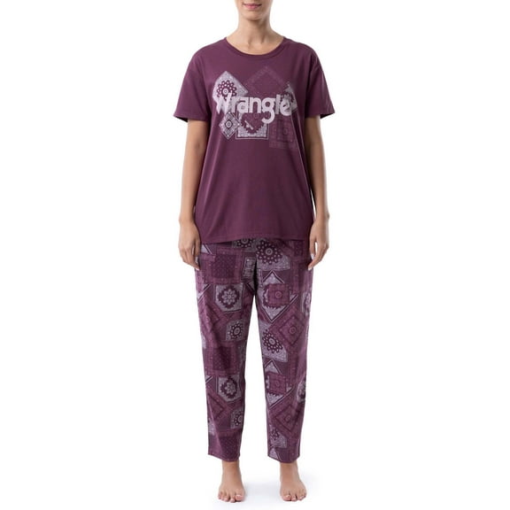 Wrangler Women's Short Sleeve Cotton Blend Pajama Set, Sizes S-4X