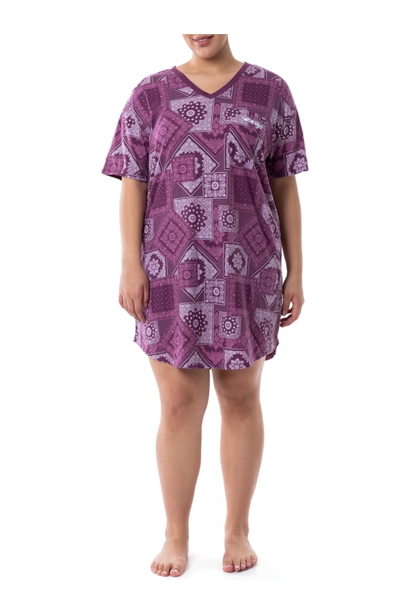 Women's Short Sleeve V-Neck Sleepshirt, S-4X