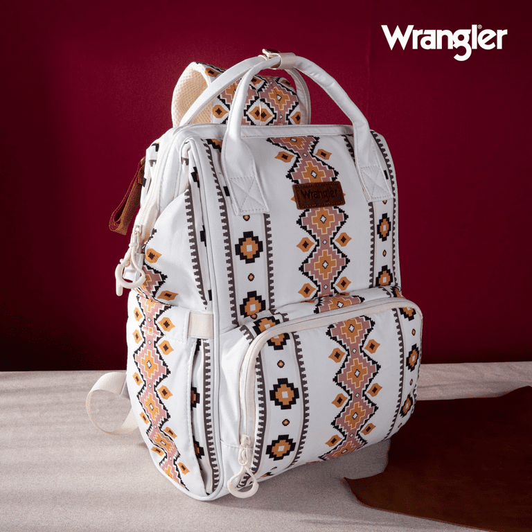 Wrangler Women s Aztec Print Canvas Backpack Nylon Straps Tan One Size for Adults Walmart