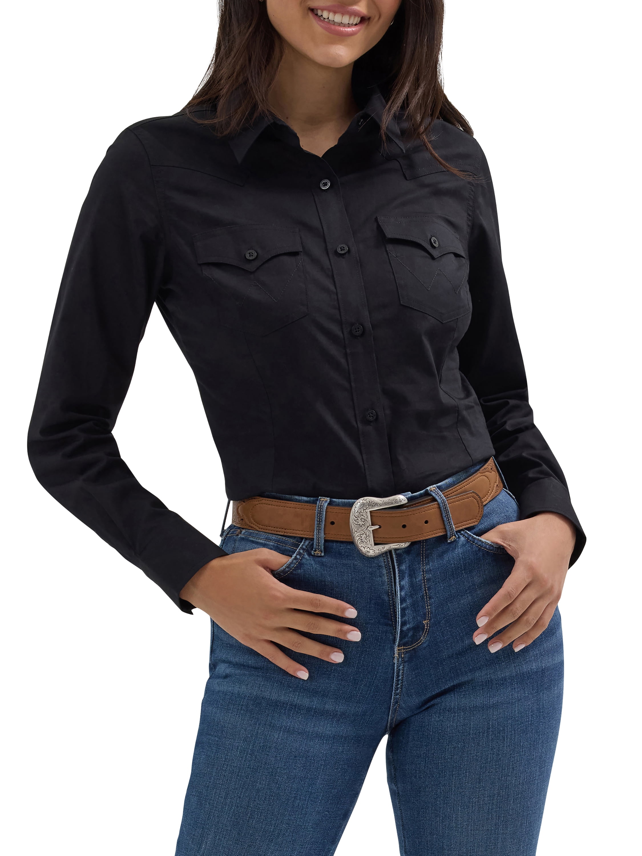 Wrangler® Women's Western Long Sleeve Button Front Shirt
