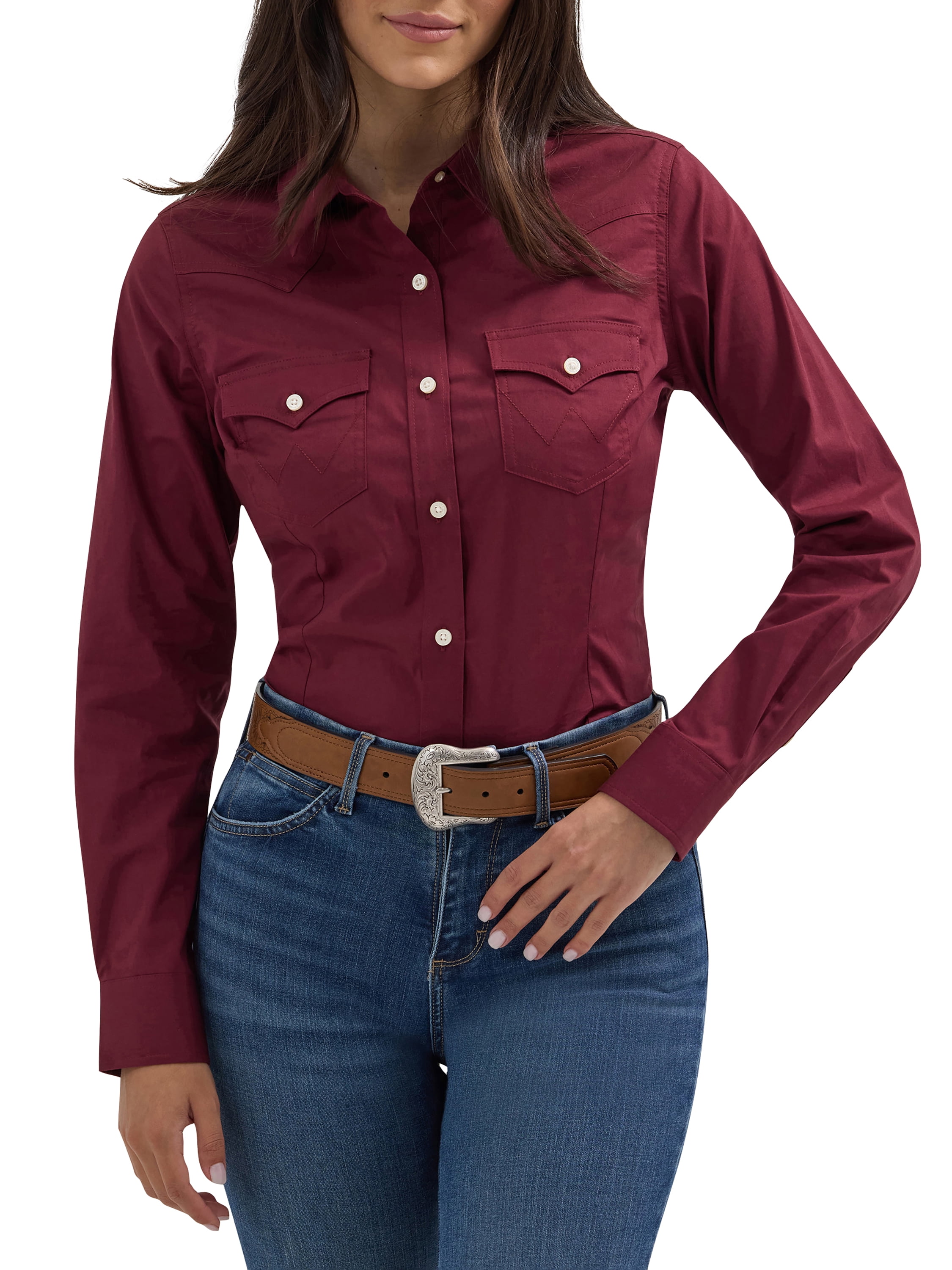 womens western dress shirts Core Collection Olive Gingham Women's Western Shirt
