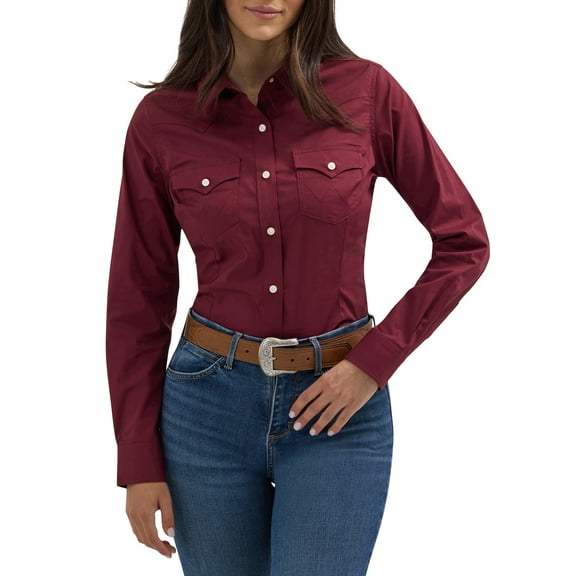 Wrangler® Women's Western Long Sleeve Button Front Shirt