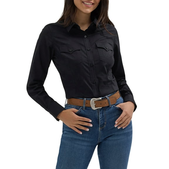 Wrangler® Women's Western Long Sleeve Button Front Shirt