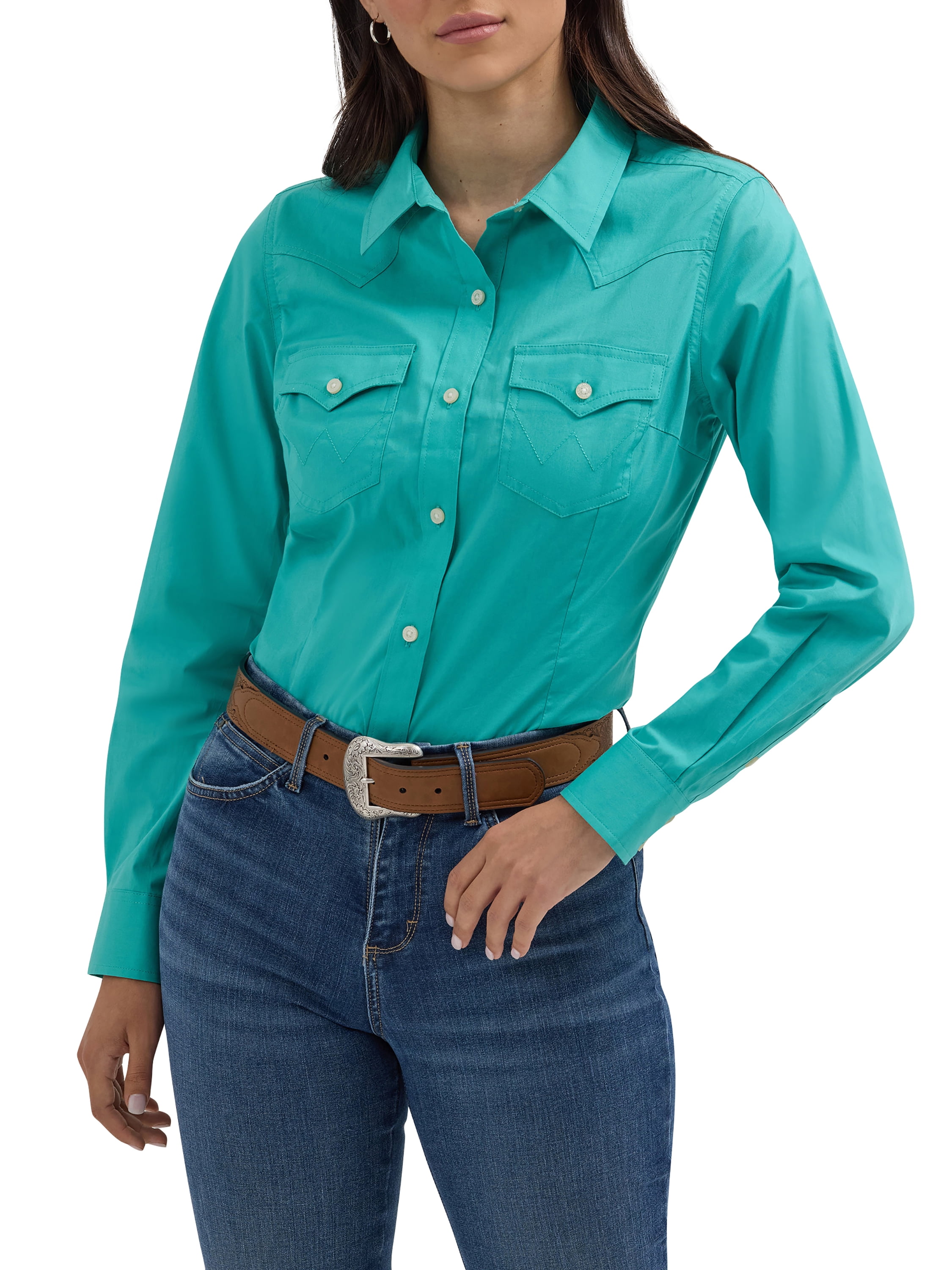 Wrangler® Women's Western Long Sleeve Button Front Shirt