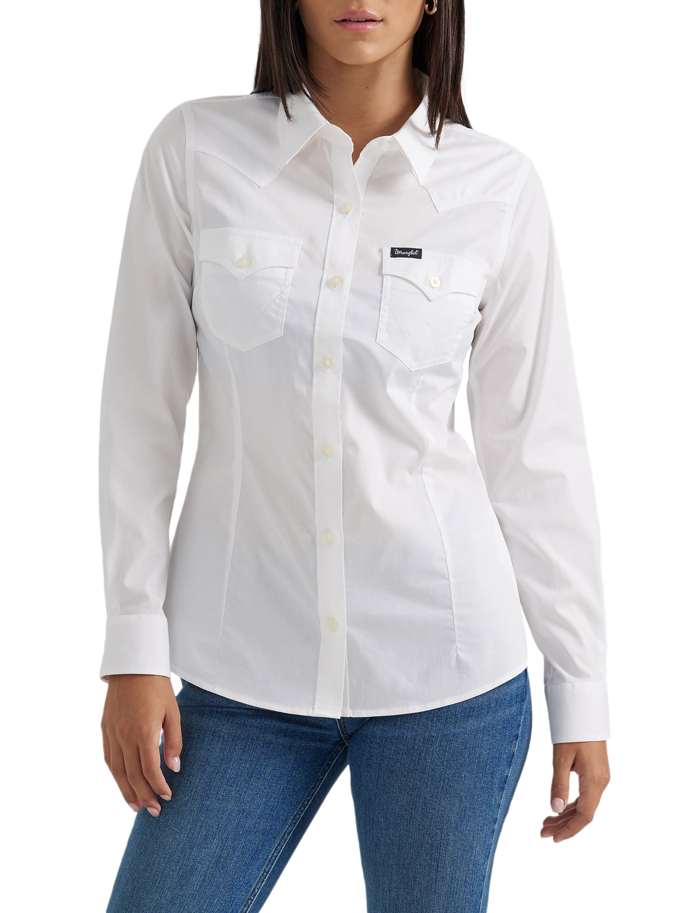 Wrangler® Women's Western Long Sleeve Button Front Shirt