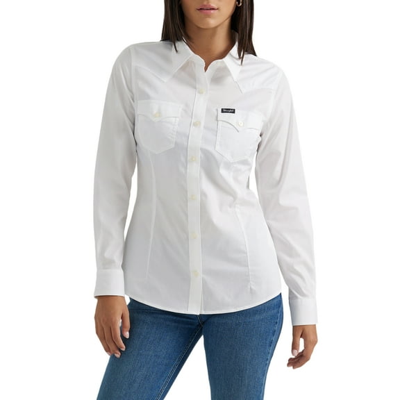 Wrangler® Women's Western Long Sleeve Button Front Shirt