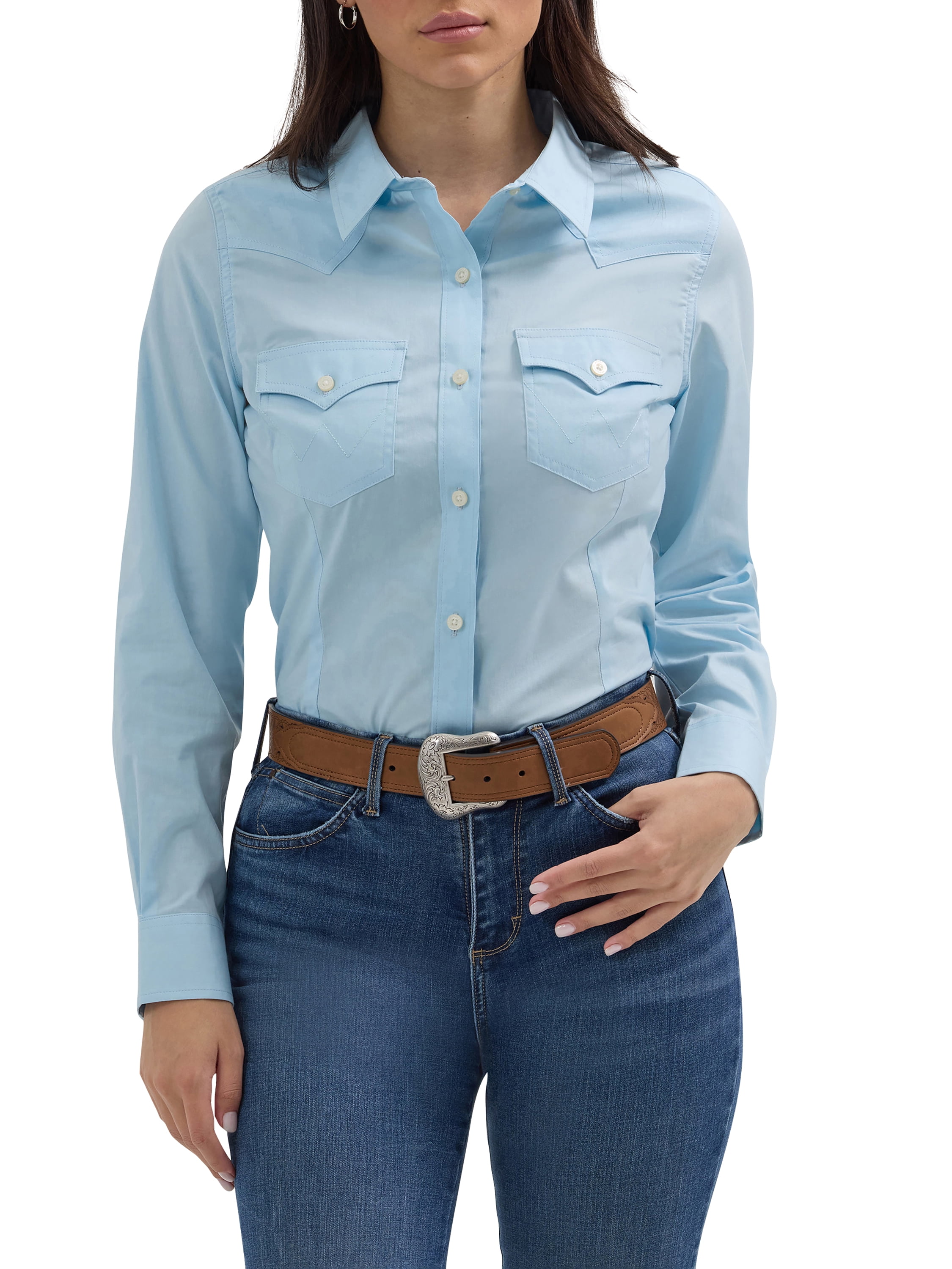 Wrangler® Women's Western Long Sleeve Button Front Shirt
