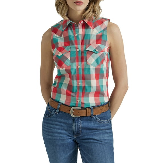 Wrangler® Women's Western Sleeveless Snap Shirt