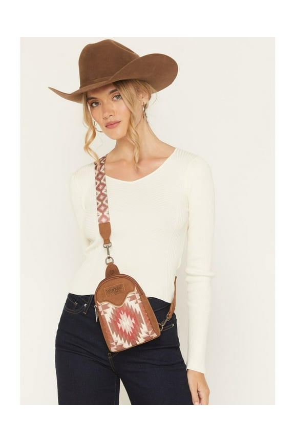 Women's X Boot Barn Southwestern Print Sling Crossbody Bag - W-SHY01-210 BR One Size