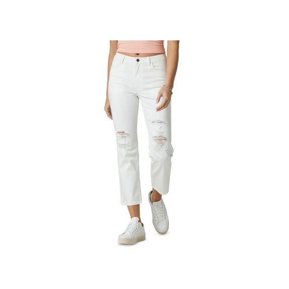 Wrangler Womens Distressed Cropped Jeans White 10