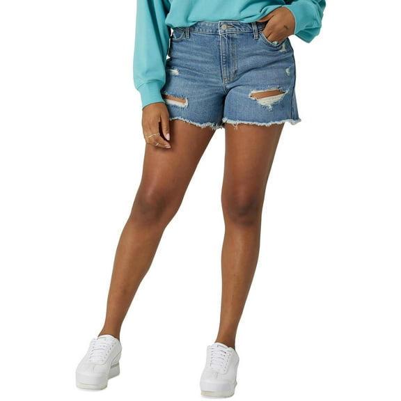 Wrangler Womens Mini Distressed Denim Shorts