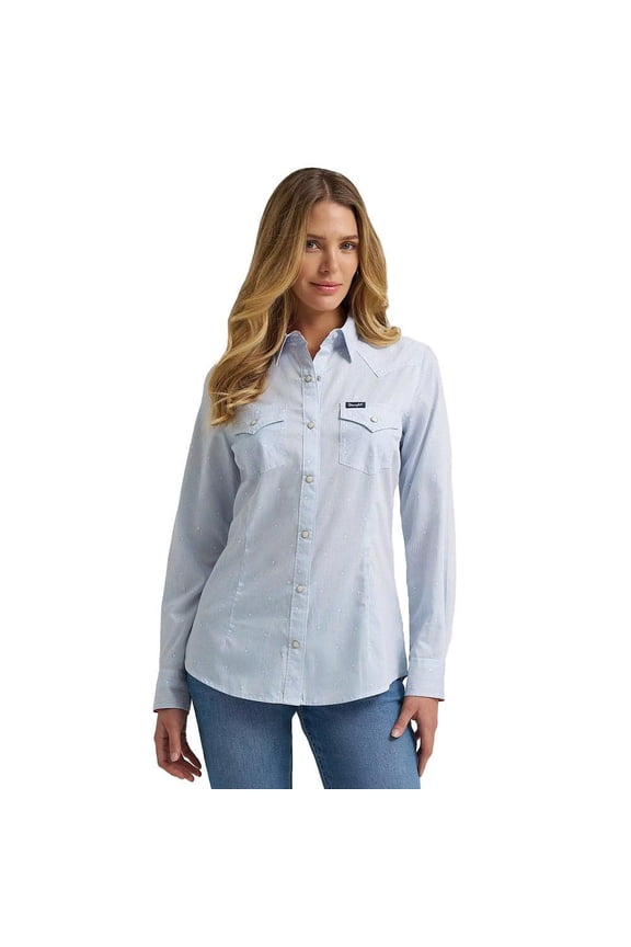 Womens    Print Western Shirt XL Blue