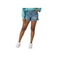 thumbnail image 1 of Wrangler Womens Ripped Raw Edge Denim Shorts Light Wash 8, 1 of 1