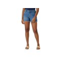 thumbnail image 1 of Wrangler Womens Ripped Raw Edge Denim Shorts Ocean Medium Wash 6, 1 of 6