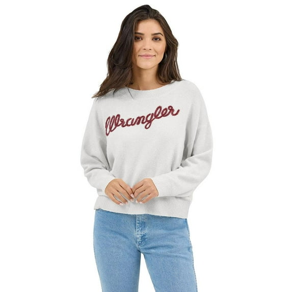 Wrangler Womens Tencel Logo Sweater XL White
