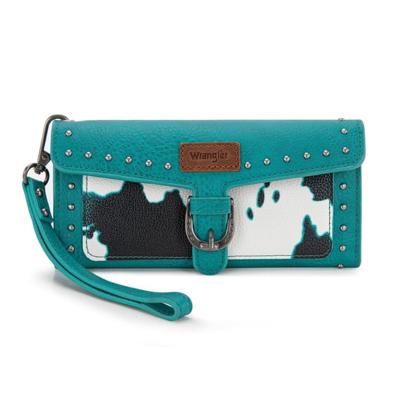 Wrangler Womens Wallet Western Wristlet for Women Rfid Wallet with Detachable Credit Card Holder, Teal