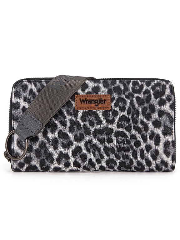 Wrangler Womens Wallet Wristlet Long Purse Designer Clutch Large Capacity Credit Card Holder Gifts for Women, Light Gray