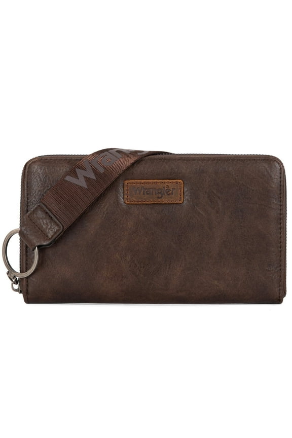 Wrangler Womens Wallet Wristlet Long Purse Designer Clutch Large Capacity Credit Card Holder Gifts for Women, Coffee
