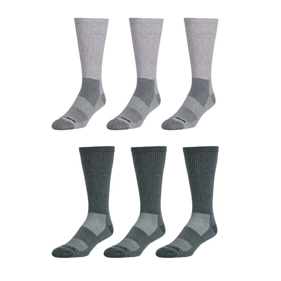 Wrangler Wool Blend Work Socks for Men, Size 6-12, Gray/Charcoal, 6 Pairs