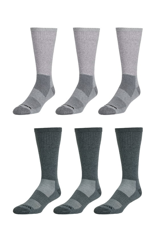Wool Blend Work Socks for Men, Size 6-12, Gray/Charcoal, 6 Pairs