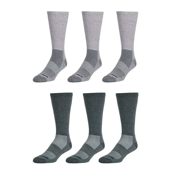 Wrangler Wool Blend Work Socks for Men, Size 6-12, Gray/Charcoal, 6 Pairs