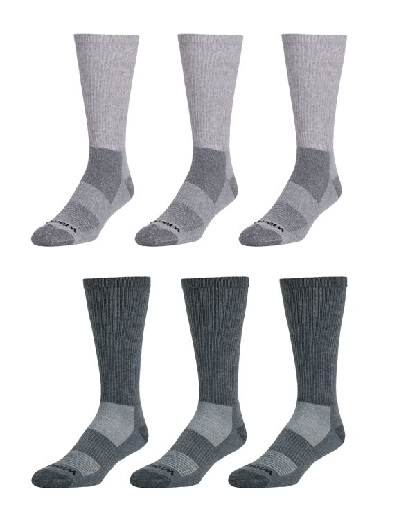 Wool Blend Work Socks for Men, Size 6-12, Gray/Charcoal, 6 Pairs