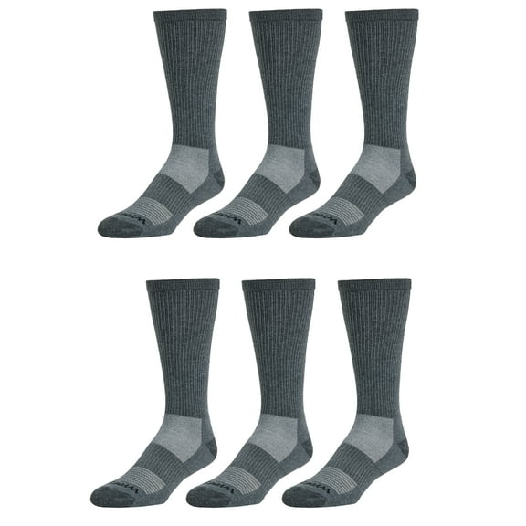 Wrangler Wool Blend Work Socks for Men, Size 6-12, Charcoal, 6 Pairs