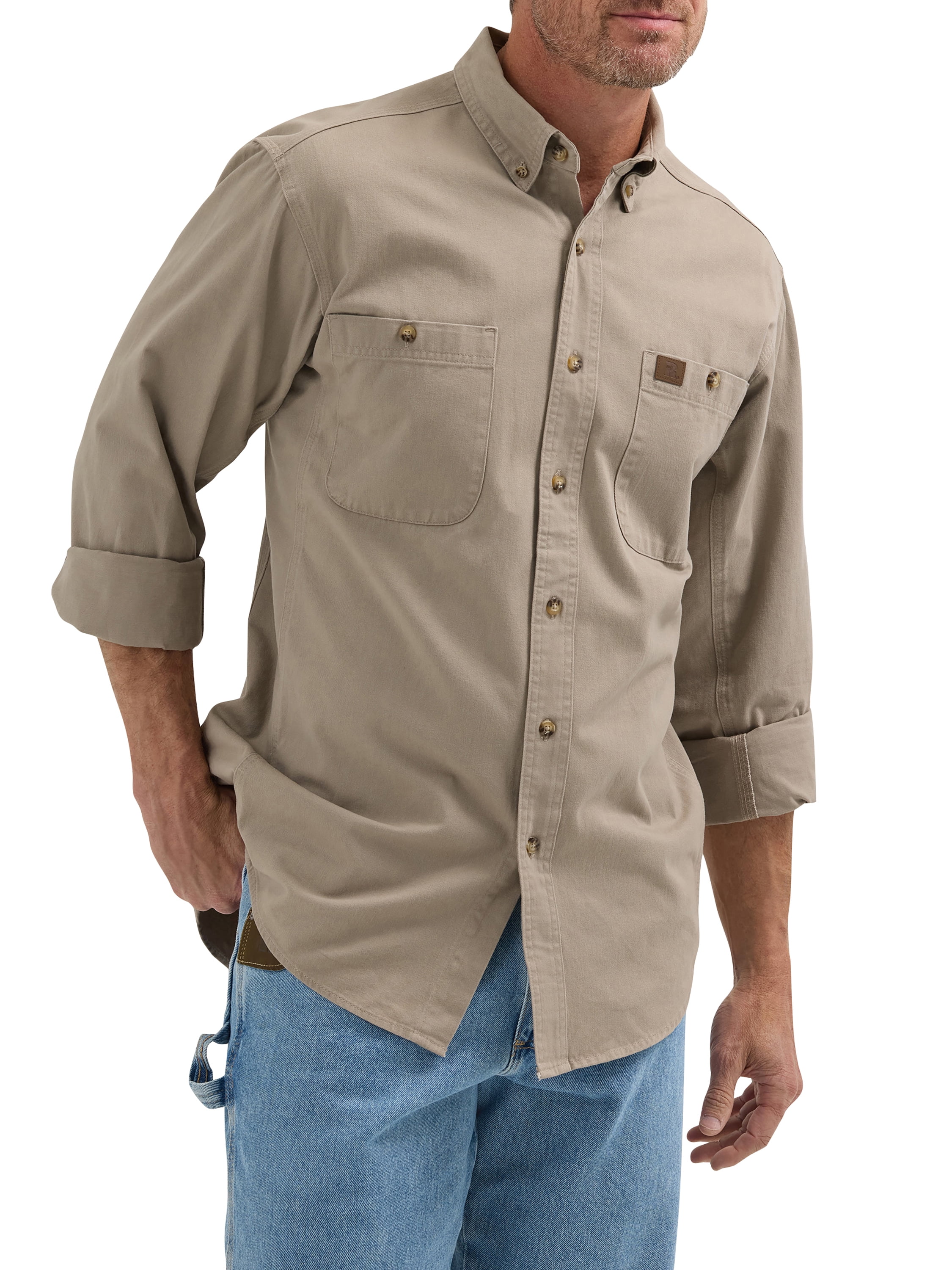 Wrangler Workwear 3W501 Twill Work Shirt-Khaki-TAL-XLT