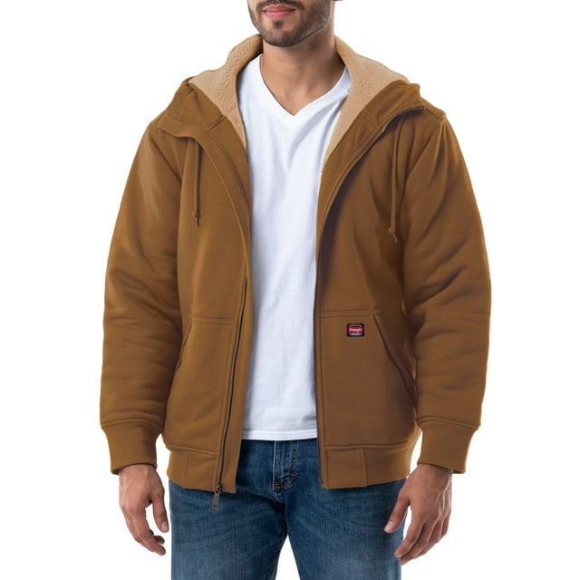 Wrangler Workwear Men's & Big Men's Full Zip Sherpa Lined Hooded Sweatshirt, Sizes S-5XL
