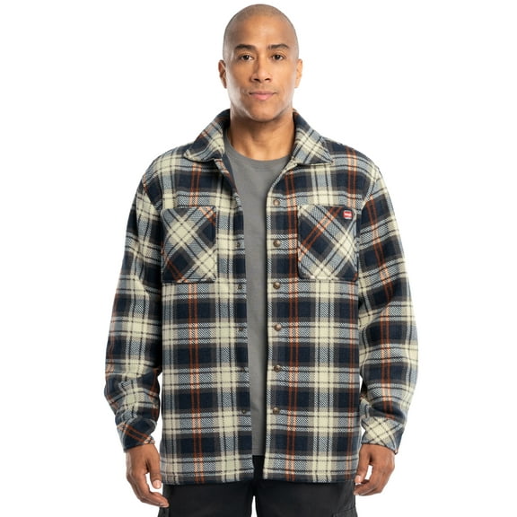 Wrangler Workwear Men's Button-up Bonded Flannel Texture Long Sleeve Overshirt, Size S-3XL