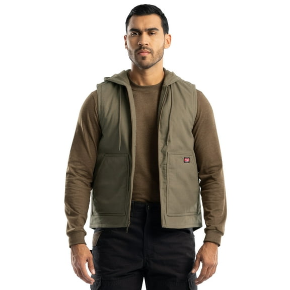 Wrangler Workwear Men's Durable Quilted Lined Hooded Duck Work Vest, Size S-5XL