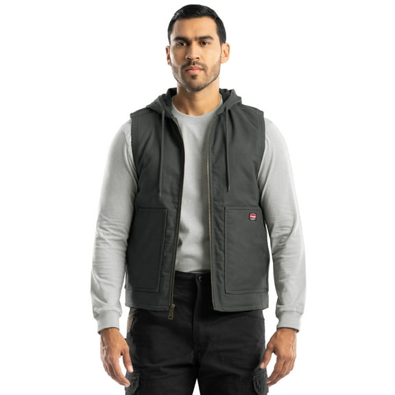 Wrangler Workwear Men's Durable Quilted Lined Hooded Duck Work Vest, Size S-5XL