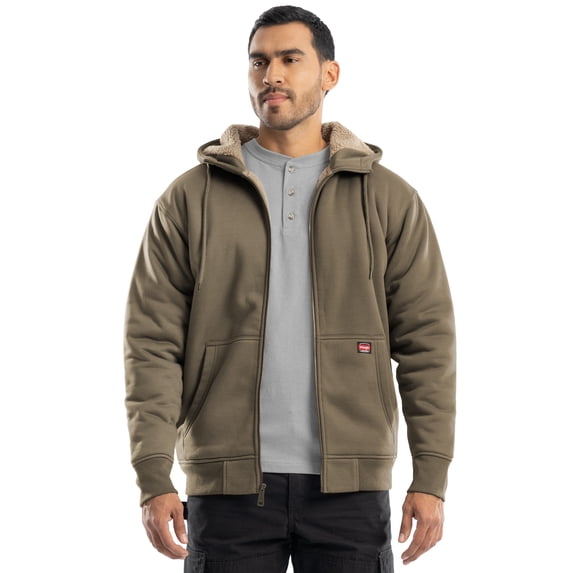 Wrangler Workwear Men's Durable Quilted Zip-up Fleece Hooded Jacket, S-3XL (Men's and Big Men's)