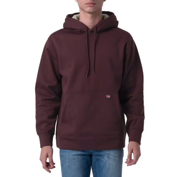 Wrangler Workwear Men's Fleece Pullover with Sherpa-lined Hood