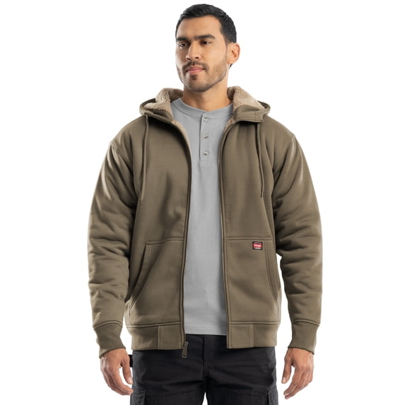 Wrangler Workwear Men's Full Zip Sherpa Lined Hooded Fleece Jacket, S-3XL (Men's and Big Men's)