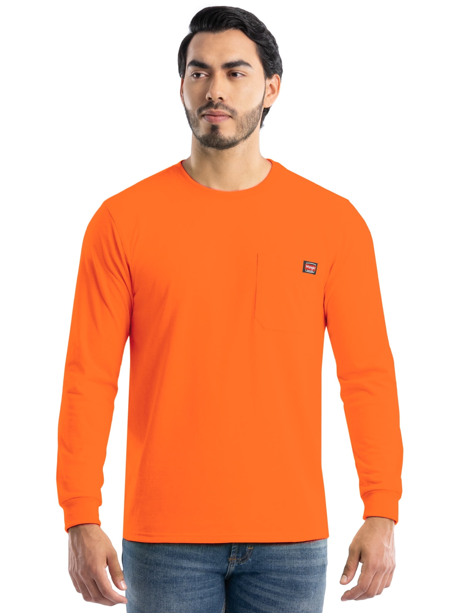 Wrangler Workwear Men's Long Sleeve Heavyweight Pocket T-Shirt, Size S-3XL (Men's and Big Men's)