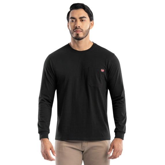 Wrangler Workwear Men's Long Sleeve Heavyweight Pocket T-Shirt, Size S-5XL (Men's and Big Men's)