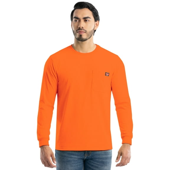 Wrangler Workwear Men's Long Sleeve Heavyweight Pocket T-Shirt, Size S-5XL (Men's and Big Men's)
