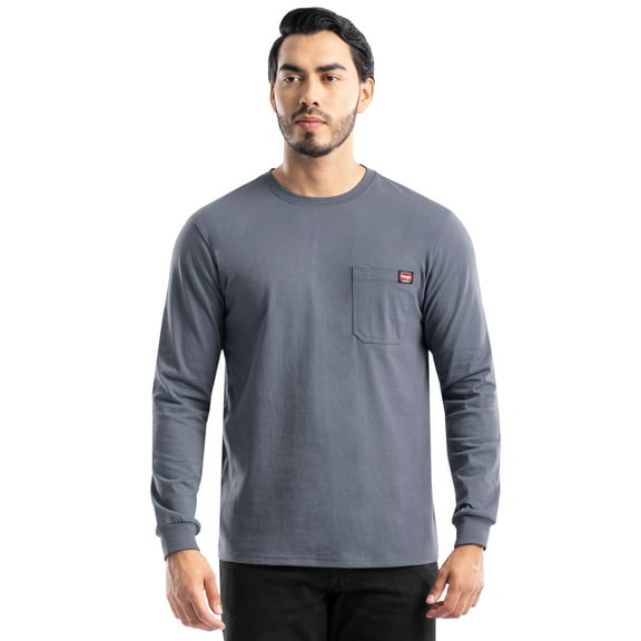 Wrangler Workwear Men's Long Sleeve Heavyweight Pocket T-Shirt, Size S-5XL (Men's and Big Men's)