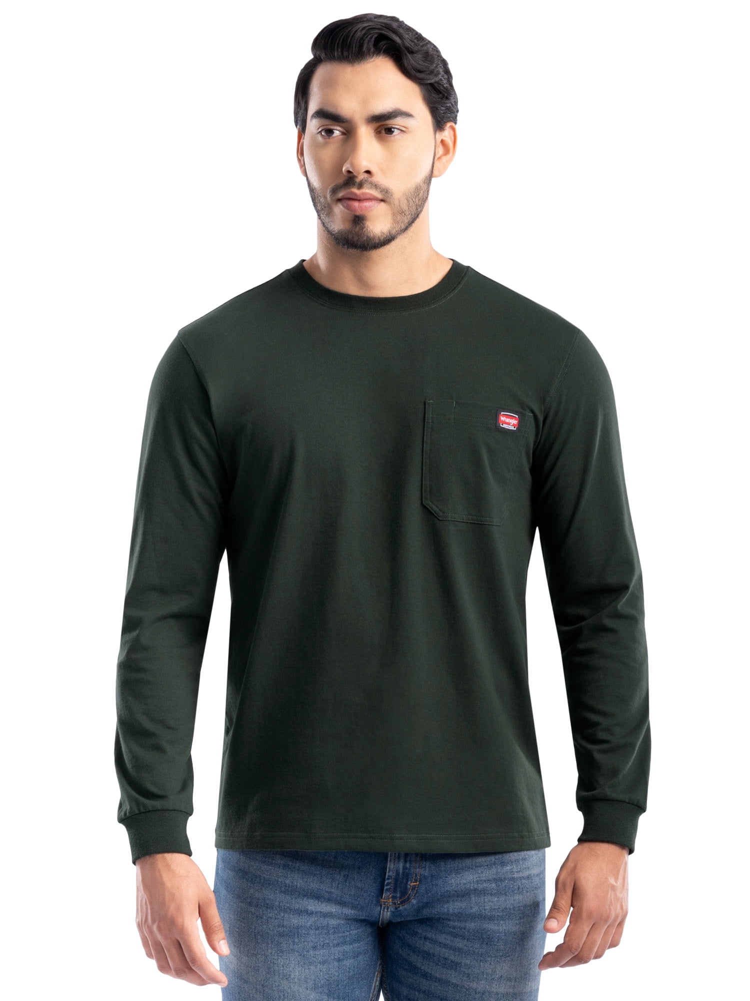 Wrangler Workwear Men's Long Sleeve Heavyweight Pocket T-Shirt, Size S-5XL (Men's and Big Men's)