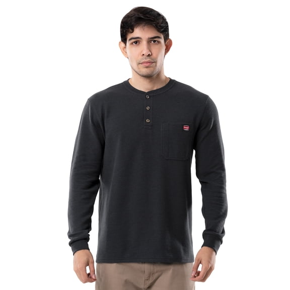 Wrangler Workwear Men's Long Sleeve Henley Shirt, Size Small to 3XL (Men's and Big Men's)