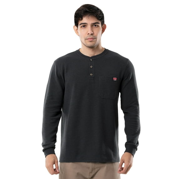Wrangler Workwear Men's Long Sleeve Henley Shirt, Size Small to 3XL (Men's and Big Men's)