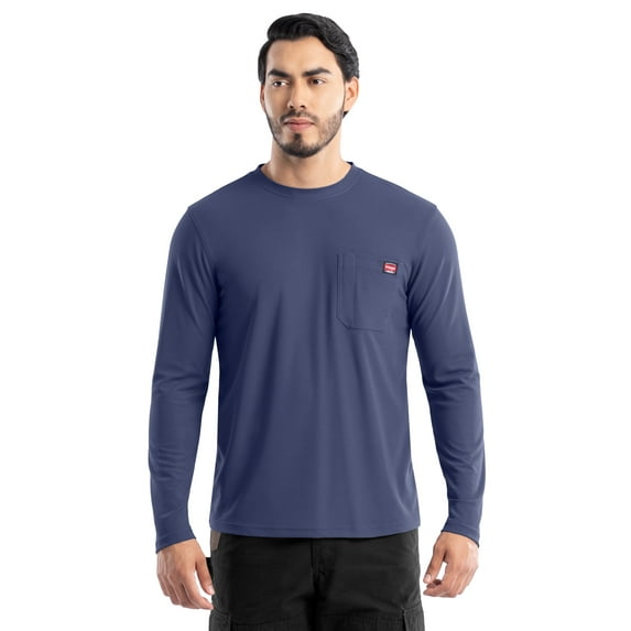 Wrangler Workwear Men's Long Sleeve Performance Work Pocket Shirt, Size S-3XL (Regular and Extended Sizes)