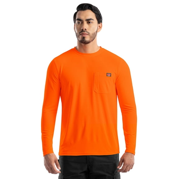 Wrangler Workwear Men's Long Sleeve Performance Work Pocket T-Shirt, Size S-3XL (Men's and Big Men's)