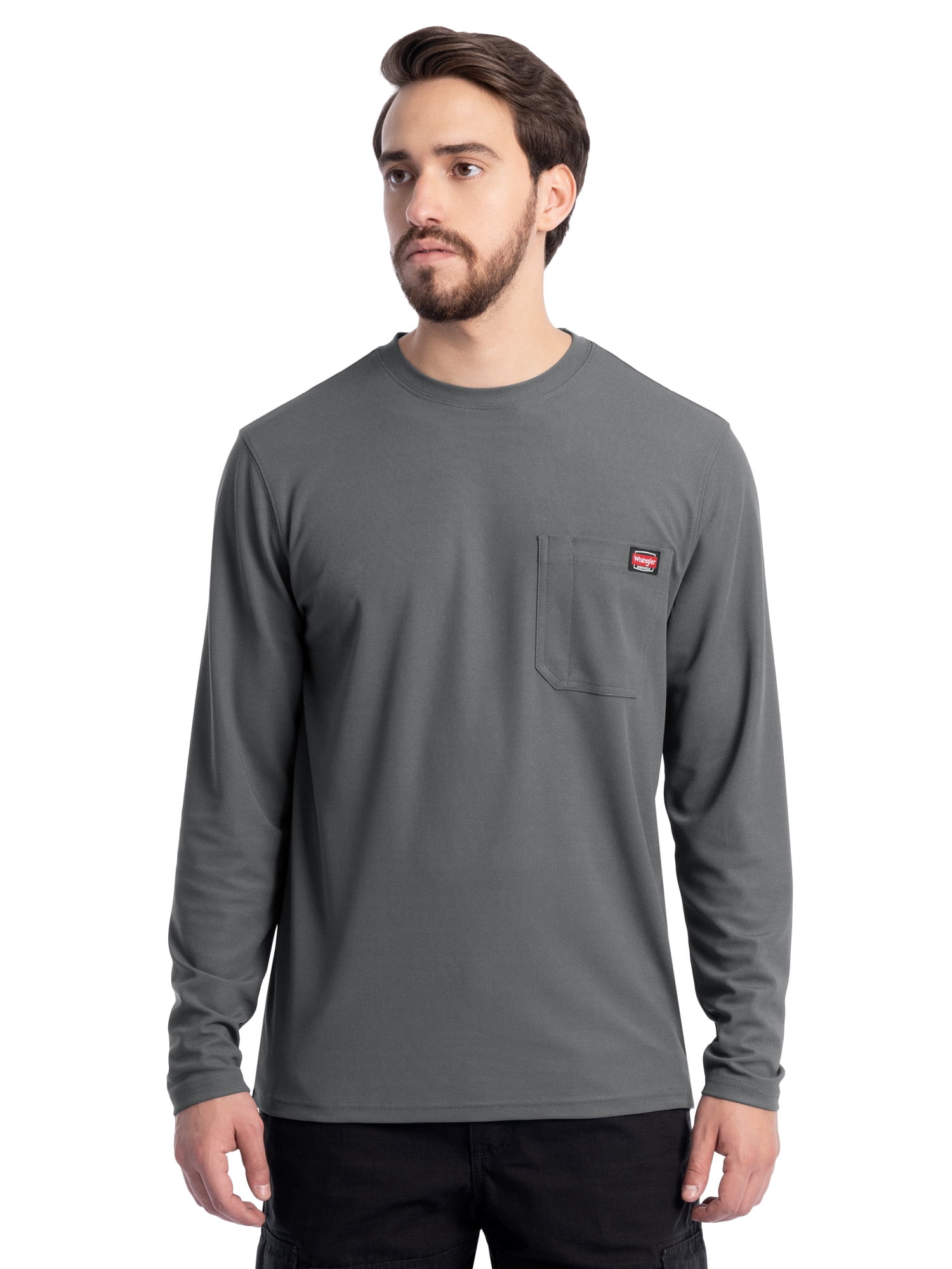 Wrangler, Men's Long Sleeve Performance Pocket T-Shirt, 3XL, Gray