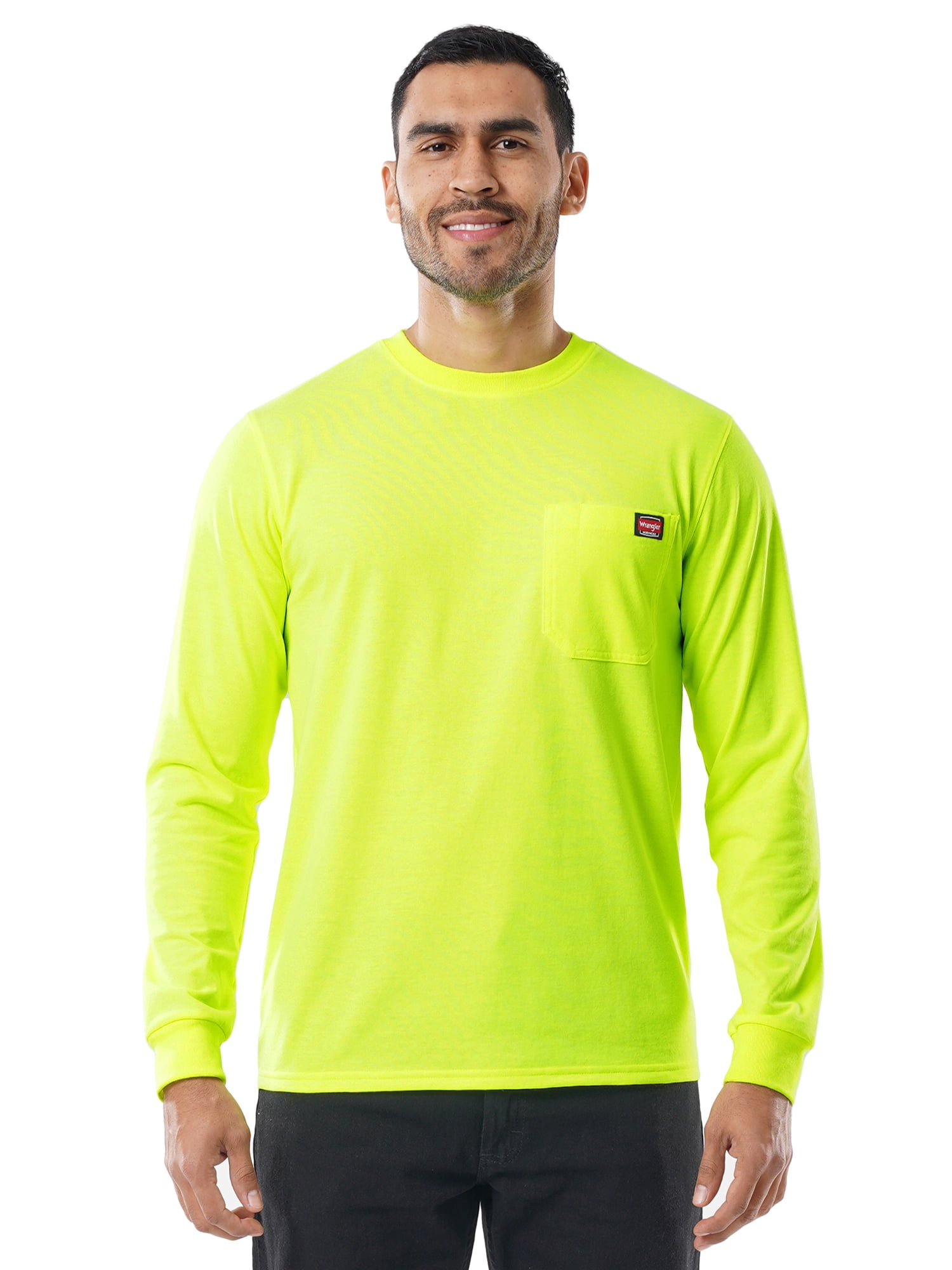 Wrangler Workwear Men's Long Sleeve Pocket Shirt, 100% Cotton, Moisture ...