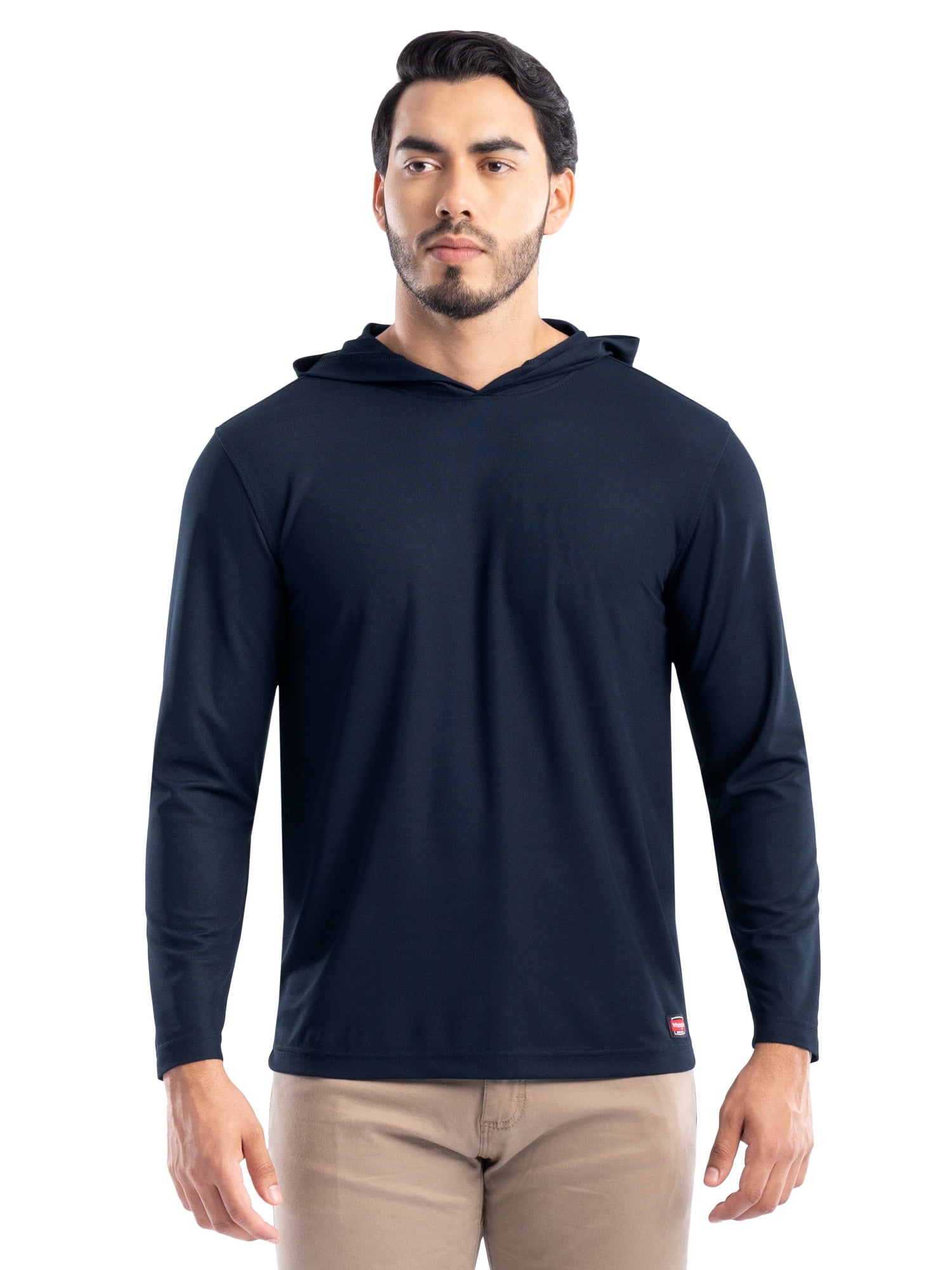 Wrangler Workwear Men's Long Sleeve Sun Protection Work Shirt with Hood, Size S-5XL (Men's & Big Men's)