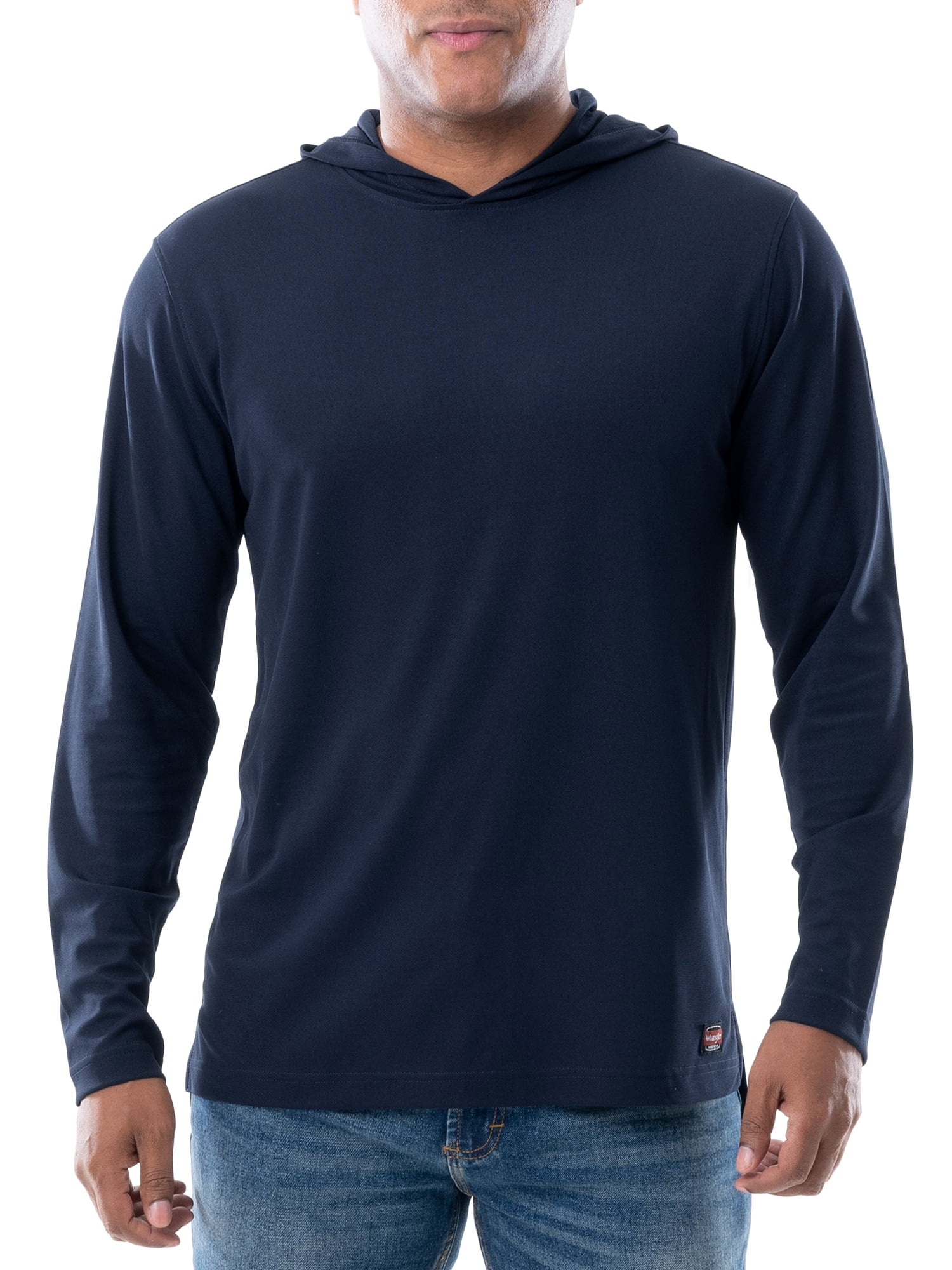 Wrangler Workwear Men's Long Sleeve UPF 40 Sun Shirt with Hoodie, sizes ...