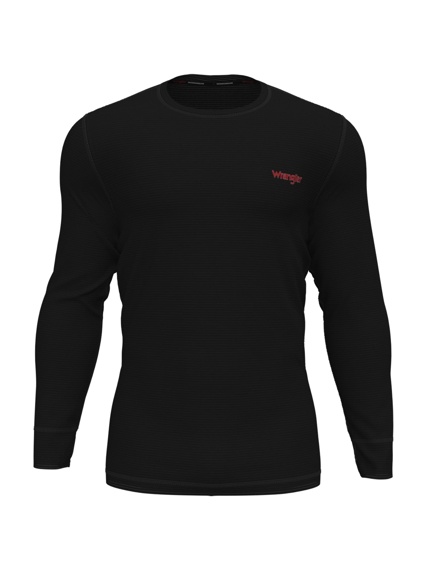 Wrangler Workwear Men's Performance Ribbed Fleece Base Layer Top Long Sleeve Thermal Shirt, L, Black