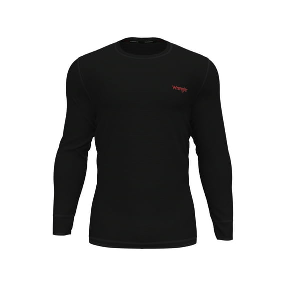 Wrangler Workwear Men's Performance Ribbed Fleece Base Layer Top Long Sleeve Thermal Shirt, M, Black
